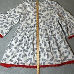 White Waves Top Women Small Medium Oversized Lace Trim Split V Neck Tie Up NEW Photo 7