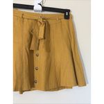 Xxi  Mustard Yellow Linen Blend Aline Tie Waist Button Mini Skirt Womens Small Photo 2