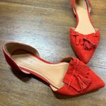 J.Crew Size 8 Woman’s D'Orsay Red Suede Loafer Flats Photo 0