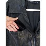 LIONESS Black Faux Croc Embossed Button Front Blazer Jacket, Women's Size M Photo 3