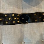 John Stavros Chunky Black Leather Gold Studded Belt Photo 4