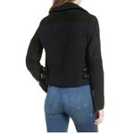 BLANK NYC Moto Jacket Womens XS Black Faux Suede Real Leather Cable Knit Mixed Photo 5