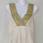 Nicole Miller Collection Cream Gold & Brown Silk Sleeveless V Photo 1