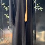 open front black maxi cardigan mesh & embroidered detail size Large Made In UAE Photo 1