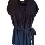 SheIn  Curve Black Ribbed Wrap Romper With Tie Waist 1XL Photo 0