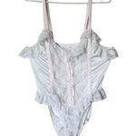 Vintage 90s White Lace Trim Lingerie Bodysuit Teddy size Large Photo 0