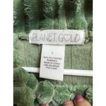 Planet Gold  Green Faux-Fur/Chenille Ribbed Sweater Top Cropped Mock Neck Large Photo 1