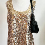 Gold Sequin Tank Top,‎ Y2K, Clubwear, Indie Sleaze, Glam, 2000s, 3X Photo 0
