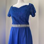Vintage Y2K Rory U.S.A. Royal Blue Sequined Beaded High Low Short Sleeve Dress Size XS Photo 2
