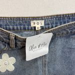 POL  Blue Jean Shorts with White Floral Accents Photo 6