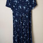 Byer California Vintage Byer Too Midi Dress Womens Small Medium 6 Navy Floral Empire Waist 90s Photo 2