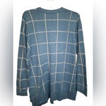Lands' End blue with white window pane pattern pullover vneck sweater Photo 1