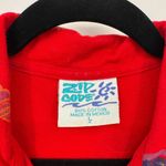 Vintage Zip Code Collared Maxi Dress Womens Large Red Cotton Fish Print Mexico Photo 2