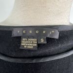 TESORI SZ S 100% Cashmere Black Long Sweater Satin Trim Long Sleeves Photo 7