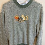 Bonworth 90's Vintage Squirrel Pumpkin Embroidered Knit Fall Sweatshirt XL Photo 2