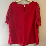 Zenobia Blouse Red Lace Crochet Sleeve w/ Keyhole Back Top Sz 3X EUC Photo 5