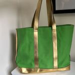 Lauren Ralph Lauren Green and Gold Summer Canvas Tote Photo 3