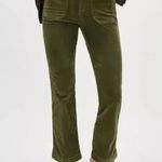 Free People NWOT High Time Velvet Kick Flare Pants Olive Army Green 12 Photo 0