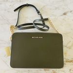 Michael Kors Jet Set Olive Leather Zip Chain Crossbody Bag Photo 0