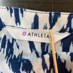 Athleta  Ikat Print Tunic Top Women XXS Blue White Cotton Silk Shirt Dress Preppy Photo 2