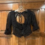 Urban Outfitters UO Jacqueline Lace Cropped Top Black Size Medium Sheer Photo 2