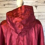 1990s Messages Red Iridescent Hooded Taffeta Belted Coat Made in Hong Kong M Size M Photo 4
