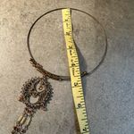 Large Ornate Circular Pendant WIRE CHOKER NECKLACE Bohemian Statement Piece Gold Photo 4