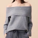 Lou & grey  Sweater Womens Size Small Ribbed Gray Tunic Pullover Off The Shoulder Photo 11