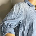 Gap Light Blue Denim Partial Button-down Long Sleeve Boyfriend Cut Shirt Sz Med Photo 3