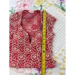 Sarah La USA Red Lace Floral Sheer V Neck Cap Sleeve Top Women's Size Small Photo 1