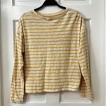 Marine layer Yellow Striped Crew Neck T Shirt Happy Flower Relaxed Fit Sz L Photo 2
