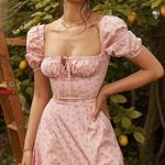 House Of CB TALLULAH PINK FLORAL PUFF SLEEVE MIDI DRESS Photo 0