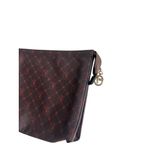 TRUSSARDI Brown Red Soft Leather Logo Pouch Bag Photo 4