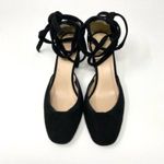 J.Crew Black Sophia Suede Anklewrap Round Toe Vibram Sole Classic Chunky Heels Photo 3