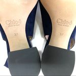 Chloé NEW Chloe Laurena Scalloped Suede Slingback Pumps 37FR Navy Photo 9