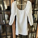 Reformation Jerri Linen Dress square neck mini white long sleeve puff a-line Photo 5