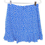 Madewell Blue Ruffle-Edge Skirt in Mini Daisy Lined A-Line Flirty Women's 4 Photo 2