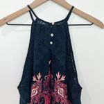 Free People Shea Printed Halter Neck Mini Dress Navy Pink Size Small Photo 5