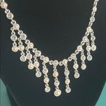Waterfall Rhinestone Pearl and Silver Bridal Prom Formal Occasion Necklace Photo 1
