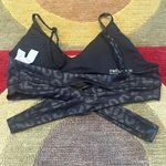 Refuge Boutique Black Cutout Sports Bra Shiny Metallic Animal Print Size Medium Photo 1