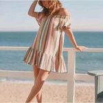 Marine layer Shirley Stripe Off Shoulder Cotton Minidress Bold Multi Sz Medium Photo 1