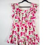 Misa Womens Dress Pink Selma Mini Flutter Floral Square Neck A Line Boho Medium Photo 4