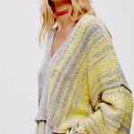Free People Amethyst Marled Oversized Chunky Knit Sweater Size M Yellow/Gray Photo 3
