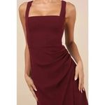 Lulus Rust Red Midi Dress Ruched Bodycon Tank Sleeveless Party Cocktail L Size L Photo 5
