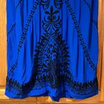 Lucky Brand  Embroidered Beaded Mini Shift Dress in Cobalt Blue & Black Size XS‎ Photo 9