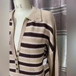 Free People  100% Marino wool Striped Brown and Tan Sweater XL Photo 3