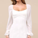 Lulus NWT  Gorgeous Expertise White Ruffled Long Sleeve Mini Dress Party Size XS Photo 0