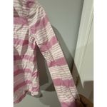 Vineyard Vines  Women's 12 Button Up Shirt Blue White Stripe Pink Whale Logo L Photo 3