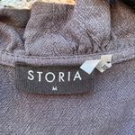 Storia Short Sleeve Ruffle Jumpsuit Grey Blue M Photo 6