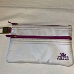 Peter Millar COPY - White and Purple Zipper Pouch W/Gold tone key ring 7.5”x 5”… Photo 0